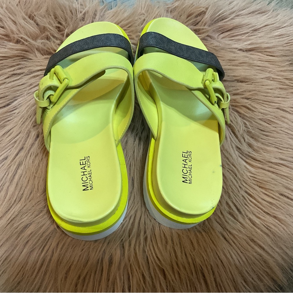 Michael Michael Kors Bo Slide Sandals Lime Size 6 - Picture 6 of 13